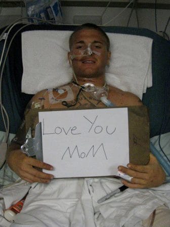 Sgt. Rob Richards shown after a combat injury in Afghanistan prior to the urination video. Photo courtesy of Richards family