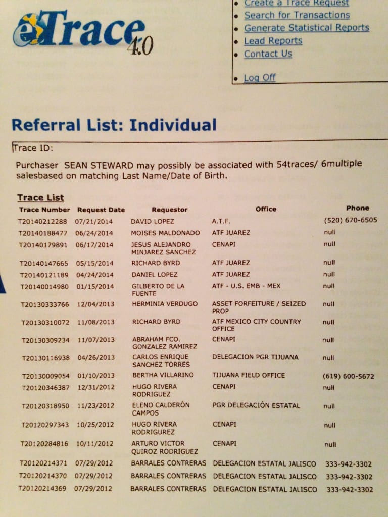 Sean Steward Trace Information