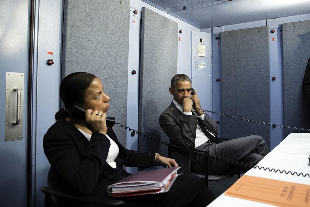President Obama in a sensitive compartmented information facility (SCIF)